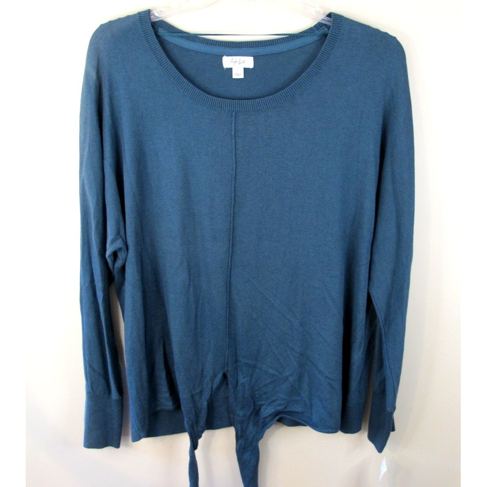 Style & Co Waist Tie Long Sleeve Pullover Sweater Women's Large Green -‎ NEW